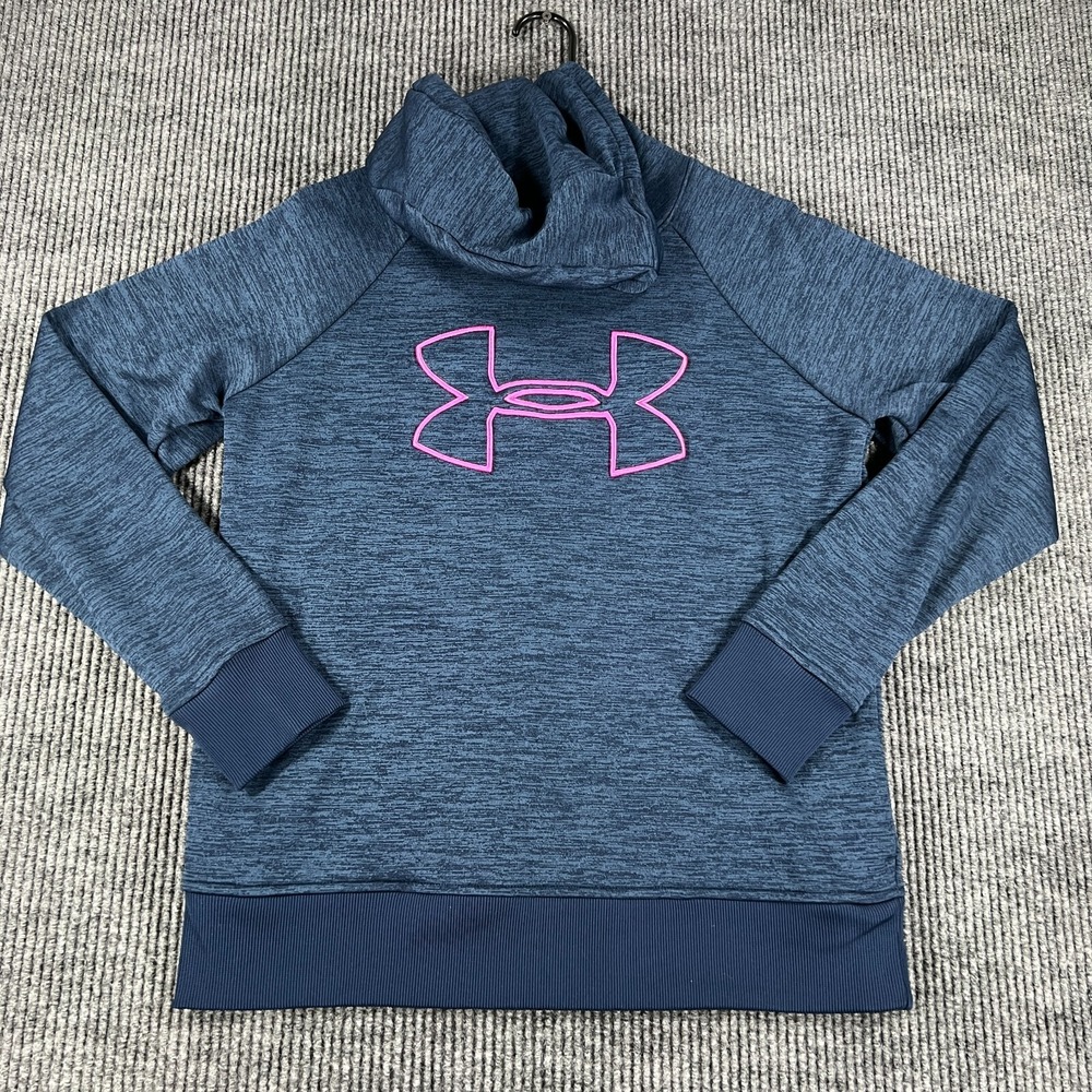Under Armour Hoodie Sweatshirt Womens Medium Blue Cold Gear Loose Fit Active
